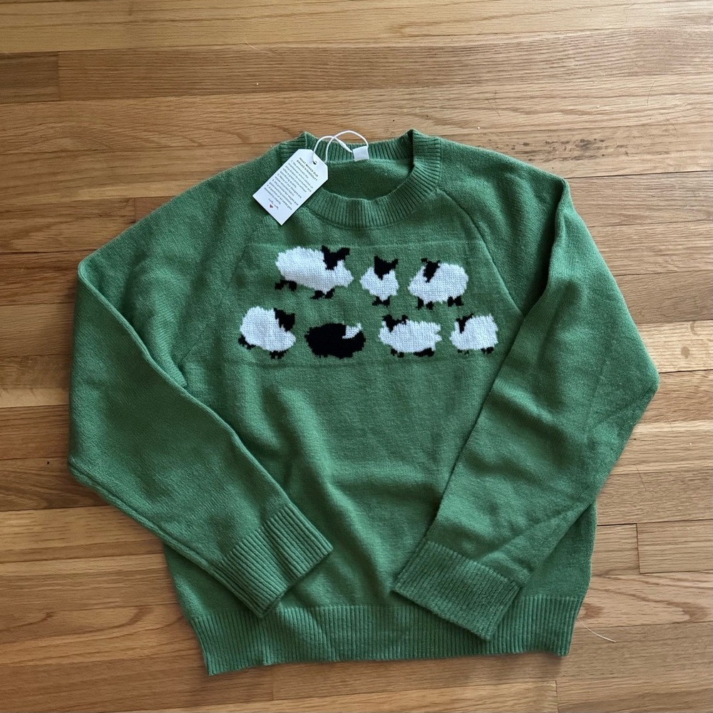 Green Sheep Pattern Sweater (XL)